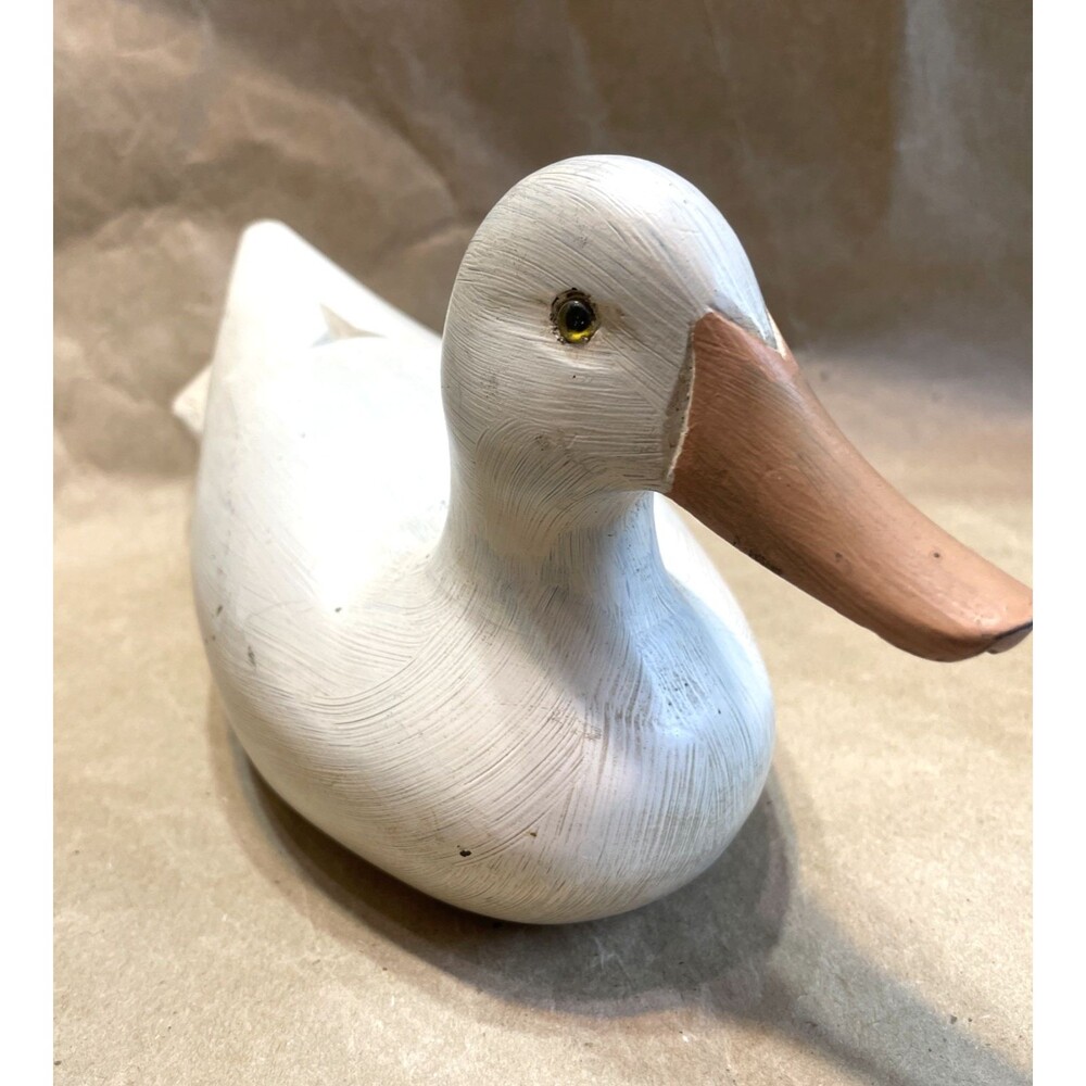 Vintage Carved Wood Duck Folk Art Country Farm House Signed